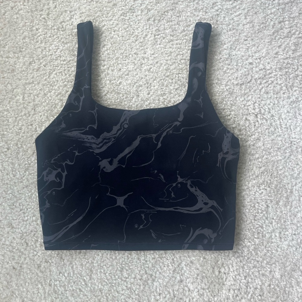 Grey and Black Athletic Crop Top With Built In Bra